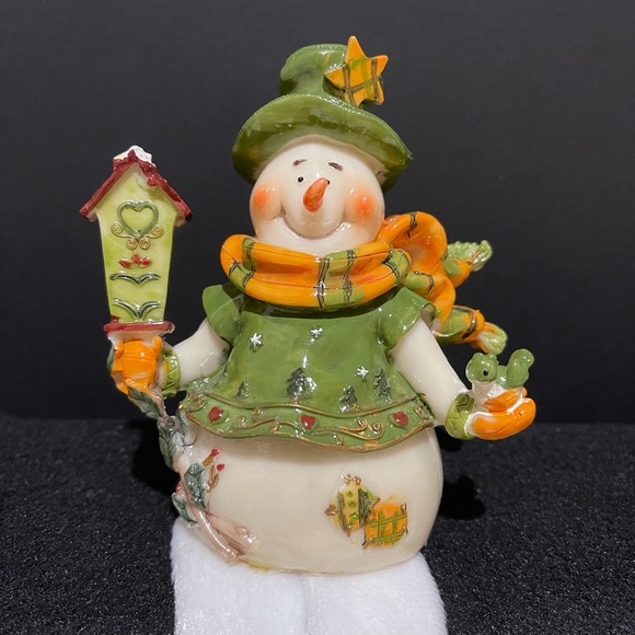 Cheerful Sitting Snowman Figure Holiday Decor - Picture 2 of 7
